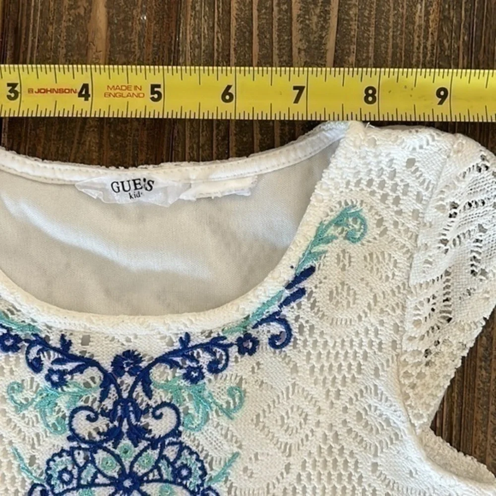 Guess Dress Lace Fabric Size 3/4 T White & Blue details